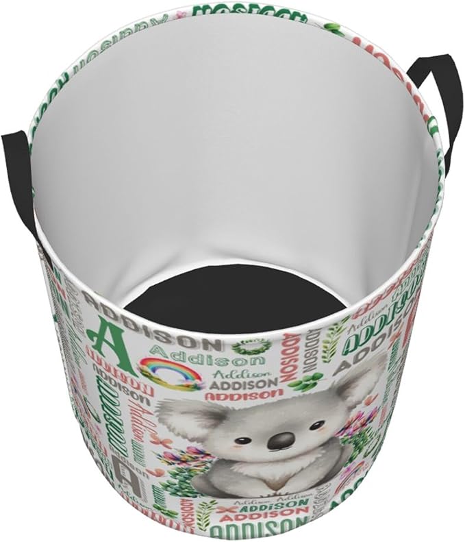Personalized Koala Laundry Basket For Baby Kids Boys Girls Adult Custom Hamper Basket With Name For Bathroom Bedrooms Collapsible Baby Laundry Basket, Dirty Clothes Hamper With Handles