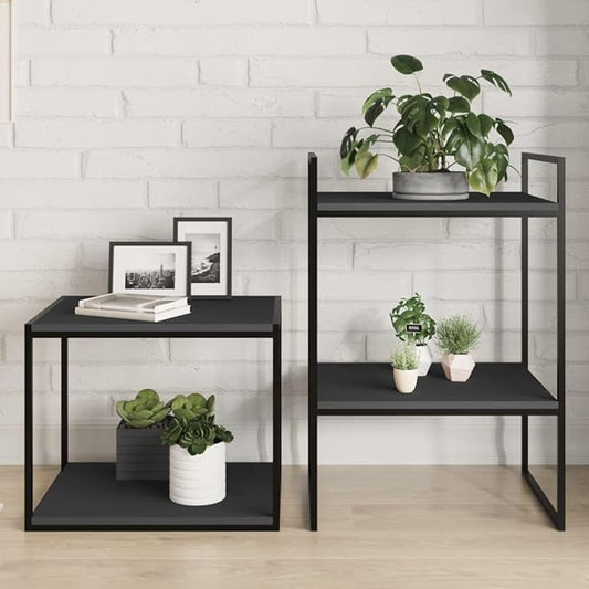 Set of 4 Grey Engineered Wood Floating Shelves Rectangular Simple Shelf for Wall Mount Storage and Display