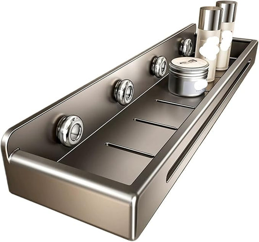 Wall Mount Bathroom Rack Shelf Toilet Stainless Steel No Drill Hanging Organizer Hang for Kitchen Sink(30cm Grey)
