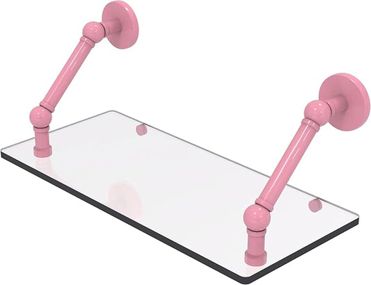 Allied Brass P1000-1-18-PNK Prestige Skyline Collection 18 Inch Floating Glass Shelf, Pink