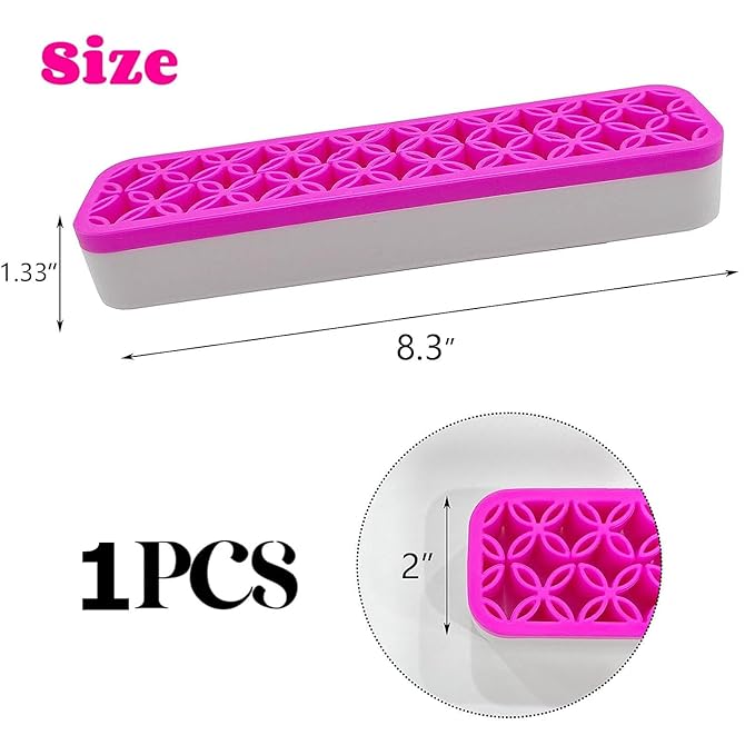 TANG SONG 1 PC Rectangle Silicone Make up Brush Holder Cosmetic Storage Box Desktop Organizers (Pink)