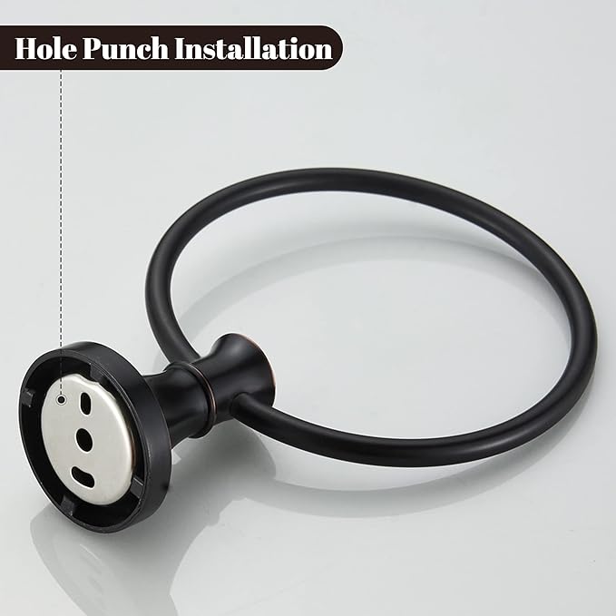 WOLIBEER Bronze Towel Ring, Oil Rubbed Hand Towel Holder Rustic Bathroom Towel Hanger SUS 304 Stainless Steel Towel Rack Wall Mounted