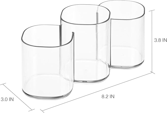 iDesign Trio Cup Vanity Cabinet Cosmetic Organizer, The Clarity Collection – 8.2” x 3” x 3.75”, Clear