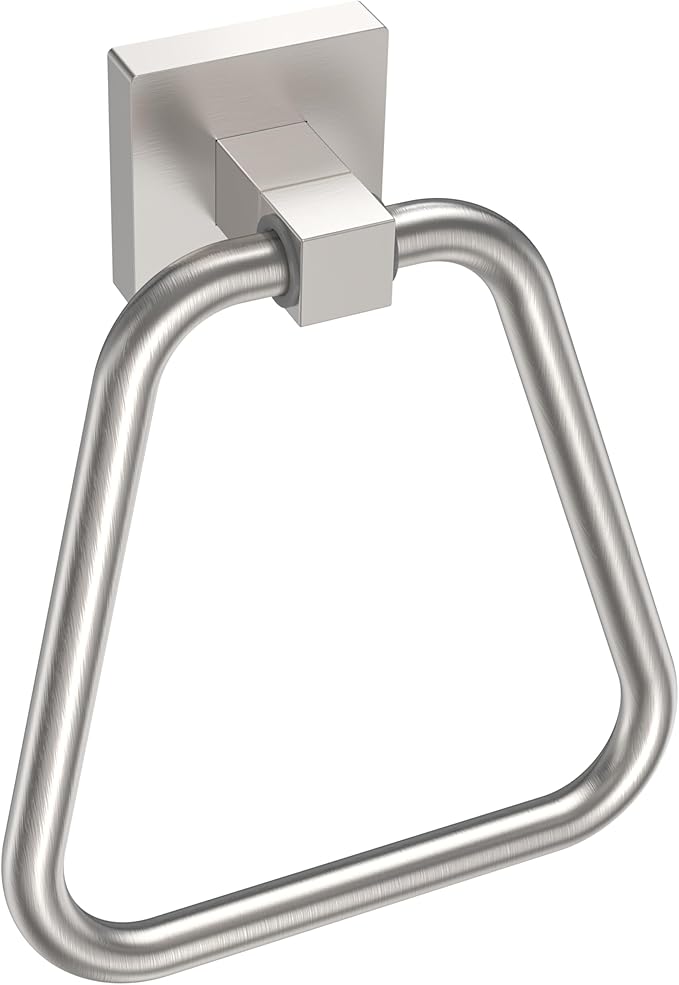 RUACQ Towel Ring, Square Base Hand Towel Ring, Stainless Steel Hand Towel Holder for Bathroom Wall, Sturdy and Rust-Resistant (Brushed Nickel)