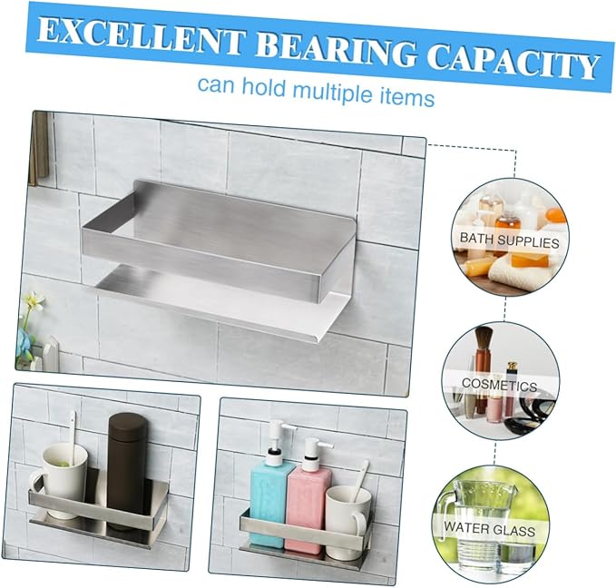 WOONEKY Bathroom Wall Shelf Toilet Shelf Bathroom Metal Kitchen Metal Wall Rack Storage Rack