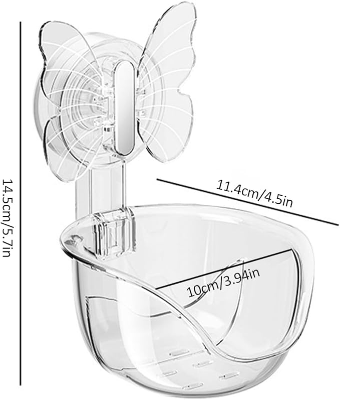Self Adhesive Shower Shelves, Makeup Sponge Holder, Clear Shower Shelves Bottom Equipped with Drainage Holes and Powerful Butterfly Pressure Suction Cups, Adhesive Bathroom Shelves (transparent)