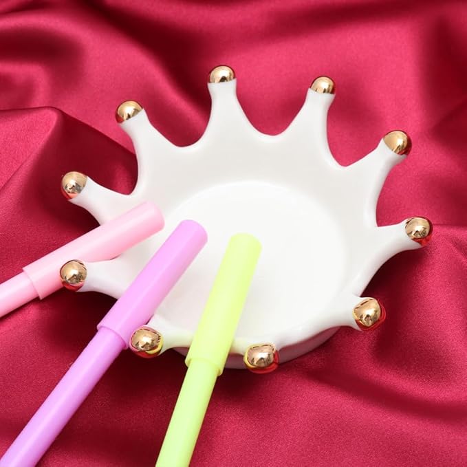 minkissy Crown Shape Phototherapy Pen Storage Rack Uv Gel Pen Display Plate Manicure Palette for Nail Art Color Mixing and Photo Props 3.93X3.93X1.18In