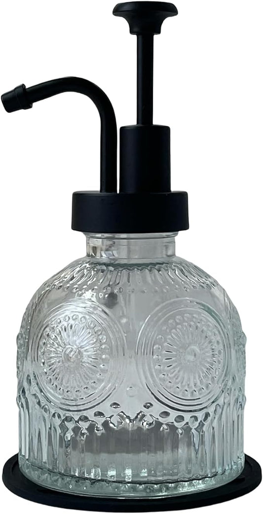 Vintage Soap Dispenser for Bathroom,Glass Kitchen Soap Dispenser with Pump,Farmhouse Antique,Cute Small Rustic Decor (White)