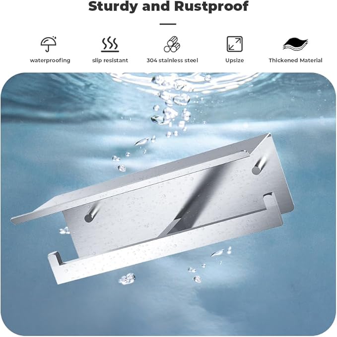 Double Toilet Paper Holder with Shelf, 304 Stainless Steel Wall Mount Commercial Toilet Paper Dispenser, Double Tissue Roll Holder for Bathroom, 2 Pack Brushed Nickel