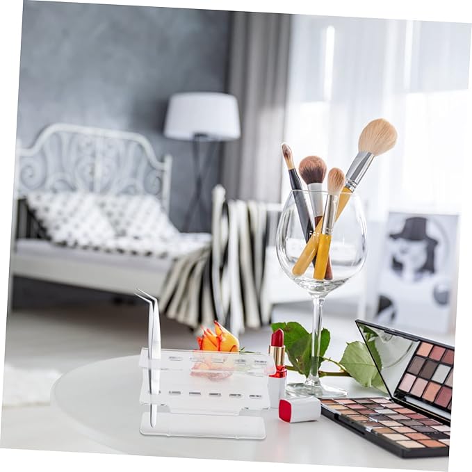 FOMIYES 1Pc Acrylic Tweezers Display Stand Rack for Eyelash Extensions Holder for Organized Storage and Easy to Clean Tweezers Rack for Professional Home Use