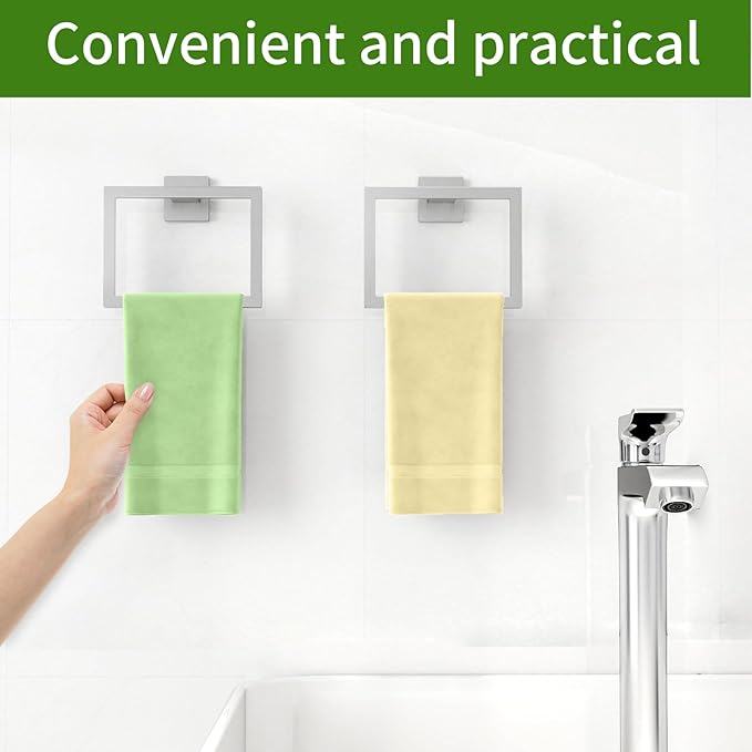 2 Pack Hand Towel Ring, Hand Towel Holder Stainless Steel,Towel Rings for Bathroom Wall,Kitchen (Brush Nickel)