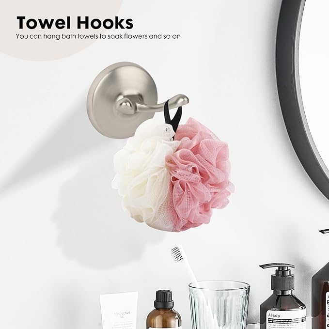 4-Piece Brushed Nickel Bathroom Hardware Accessories Set, 24 Inch Towel Bar, Towel Rack, Bathroom Towel Holder