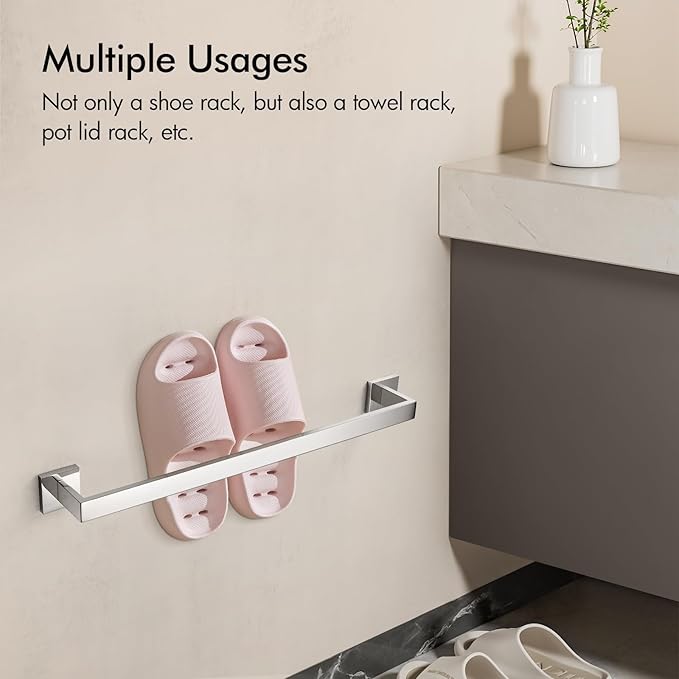 BANOLUX Towel Rack, 16-Inch Single Towel Bars for Bathroom, Towel Racks for Bathroom Wall Mounted SUS304 Stainless Steel Hand Towel Holder Organize Heavy Duty, Chrome Towel Bar