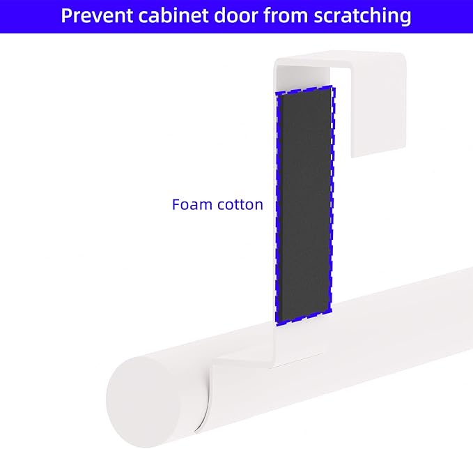 Over Cabinet Towel Bar, Stainless Steel Dish Towel Holder for Cupboard Door, White, 2 Pack