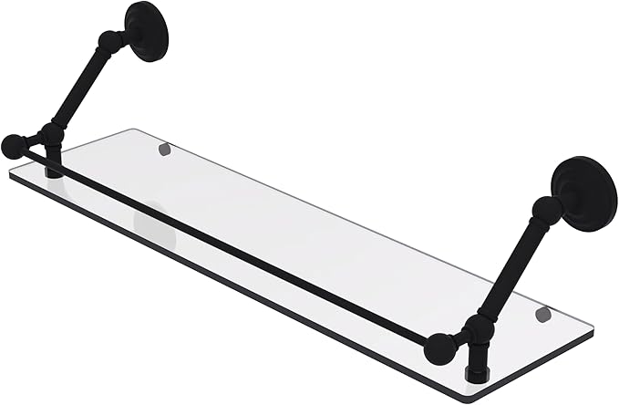 Allied Brass PQN-1-30-GAL-BKM Prestige Que New 30 Inch Floating Glass Gallery Rail Shelf, Matte Black