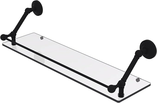 Allied Brass PQN-1-30-GAL-BKM Prestige Que New 30 Inch Floating Glass Gallery Rail Shelf, Matte Black