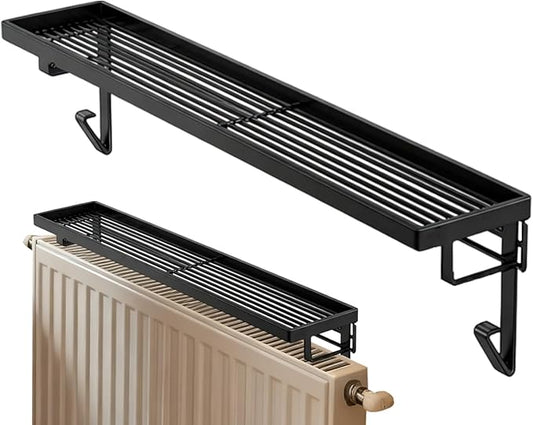 Iron Radiator Cover Shelf - Heat-Resistant No Drilling Storage Rack, Radiator Top Cover for Hotel Dorm Apartment Bedroom Living Room Bathroom Kitchen, Space-Saving Home Organization and Decorative She