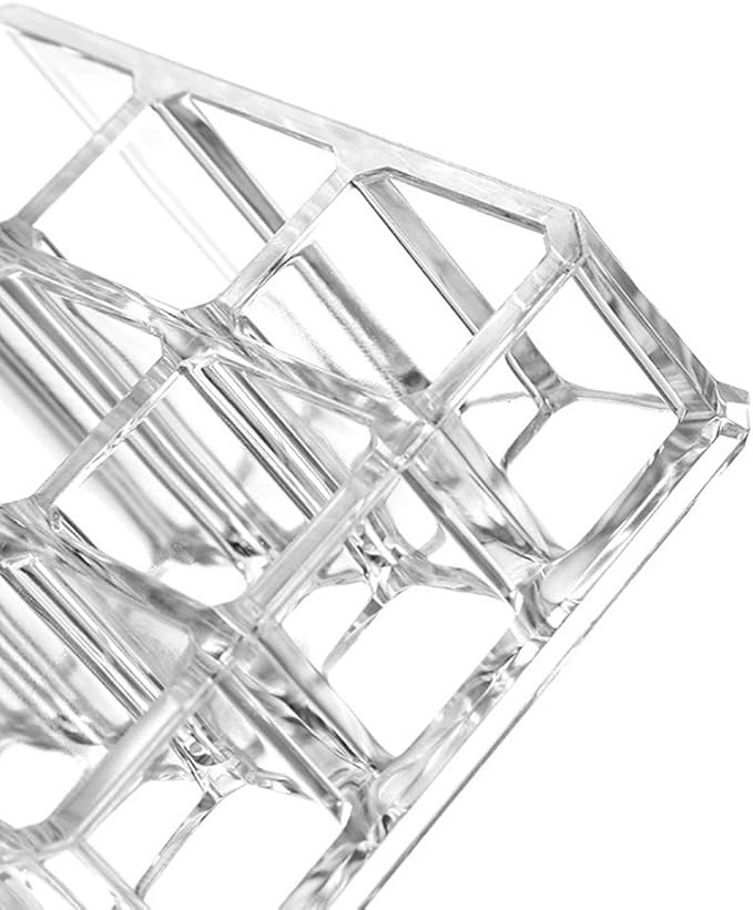 AKOAK 1 Count Transparent Acrylic Trapezoid Nine Grid Lipstick Storage Box, Dressing Table Small Lipstick Shelf Display Stand