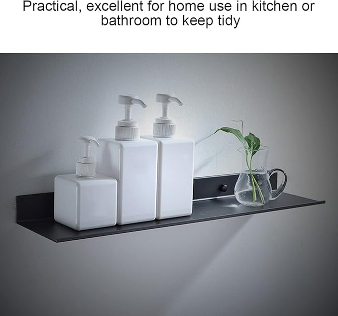 Qinlorgo Wall Mounted Bathroom Shelf, Space Aluminum Storage Rack Organizer, Smooth Edges Shelf for Kitchen, Bathroom & Hotel (40cm)