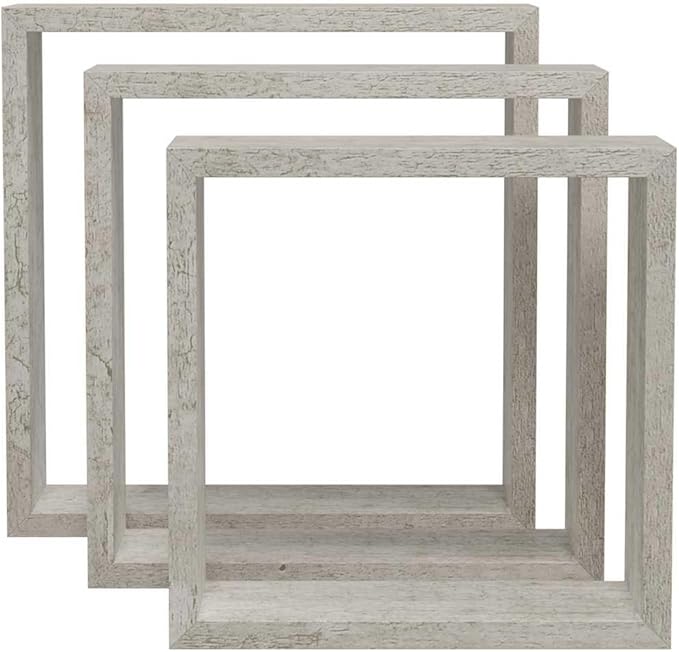 Set of 3 Wall Cube Shelves, Decorative Floating Display Shelf for Living Room, Bedroom or Office, Modern Concrete Gray MDF Storage Organizer