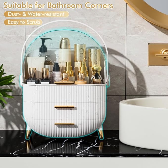 Makeup Organizer Skincare Organizers - Cosmetic Display Cases with Transparent Cover, SkinCare Organizers for Bathroom Countertop, Bedroom Vanity Desk, Lipstick Organizer, White Upgarde
