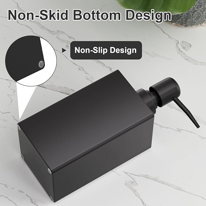 Black Bathroom Accessories Set Resin 6PCS, Square Toothbrush Holders Set Complete with Soap Dispenser, Vanity Tray, Tumbler, Cups and Cotton Swab Jars for Counter, Sink or Small Spaces