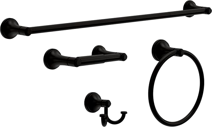 Franklin Brass Woodruff (1-Pack) 18'' Towel Rack w/ 6" Extender for Bathroom Matte Black Towel Bar for Bathroom Wall Mounted Towel Holder Rod WDRF26-MB