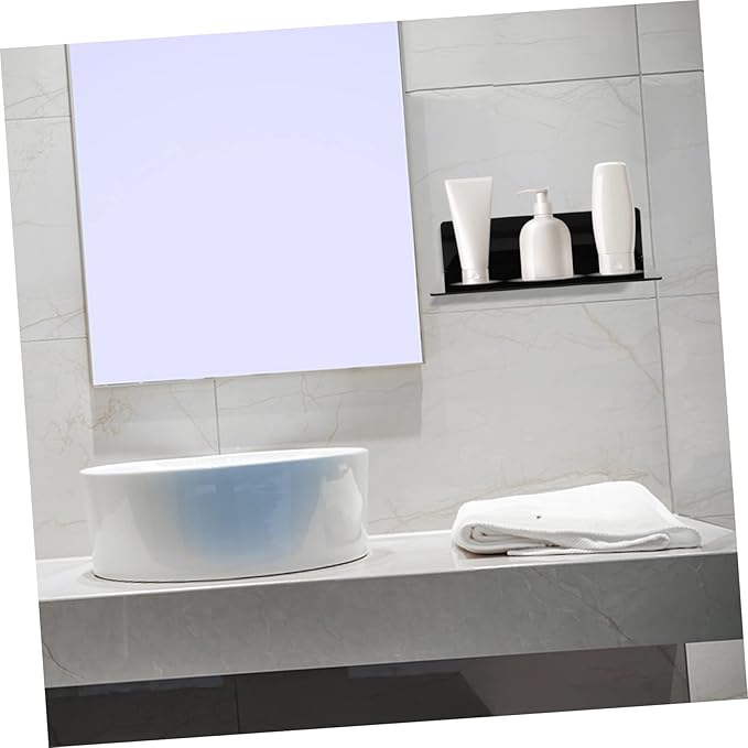 Veemoon 2pcs Bathroom Shelves Over Toilet Wall-Mounted Storage Rack Acrylic Black Decorative Storage Organizer