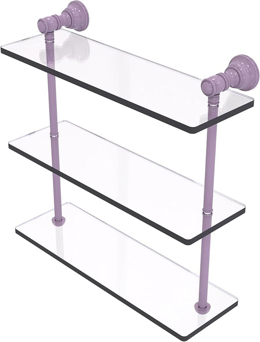 Allied Brass CL-5-16-LVN Carolina Collection 16 Inch Triple Glass Shelf, Lavender