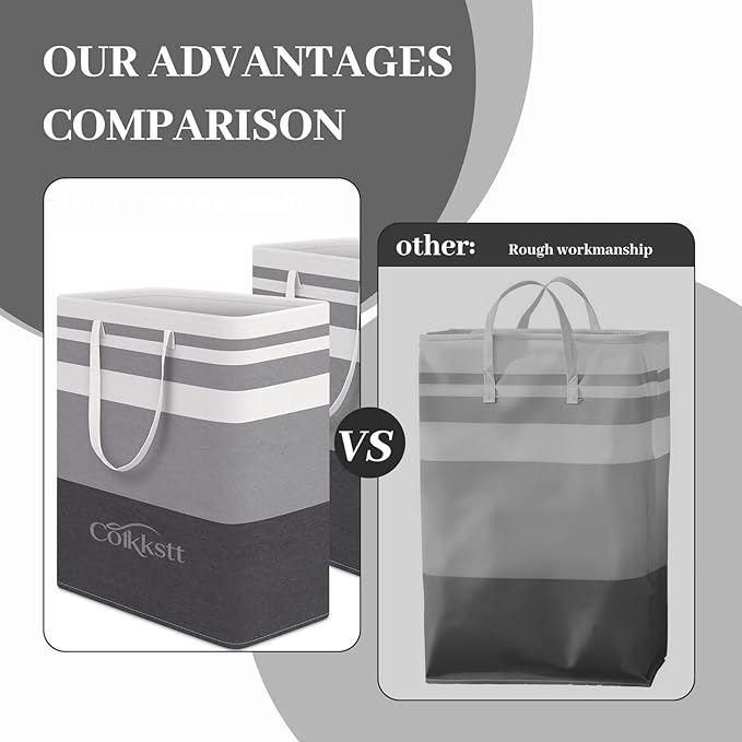 6 Pack Large Laundry Hamper Collapsible Clothes Basket Storage Bin,Waterproof Fabric Long Handles Folding College Dorm Essentials Bedroom Home Organization Dirty Washing（Grey,75L×6）