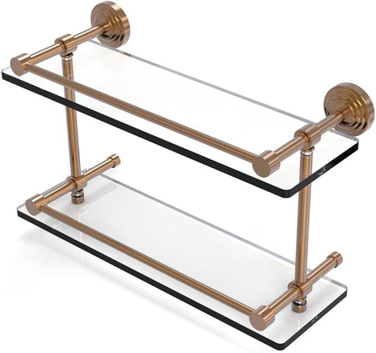 Allied Brass WP-2/22-GAL-BBR Wp 2 Gal Waverly Place Inch Double Gallery Rail Glass Shelf, 22 Inch, Brushed Bronze