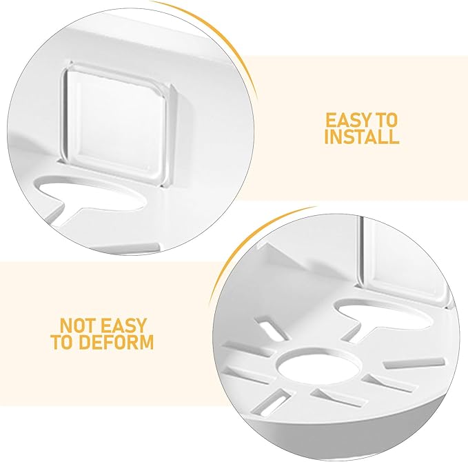 Toyvian Wall Mounted Adhesive Bathroom Shelf for Monitor and Security Camera Holder, White Round Small Wall Mount Shelf, No Drilling Storage Rack for Home and Dorm
