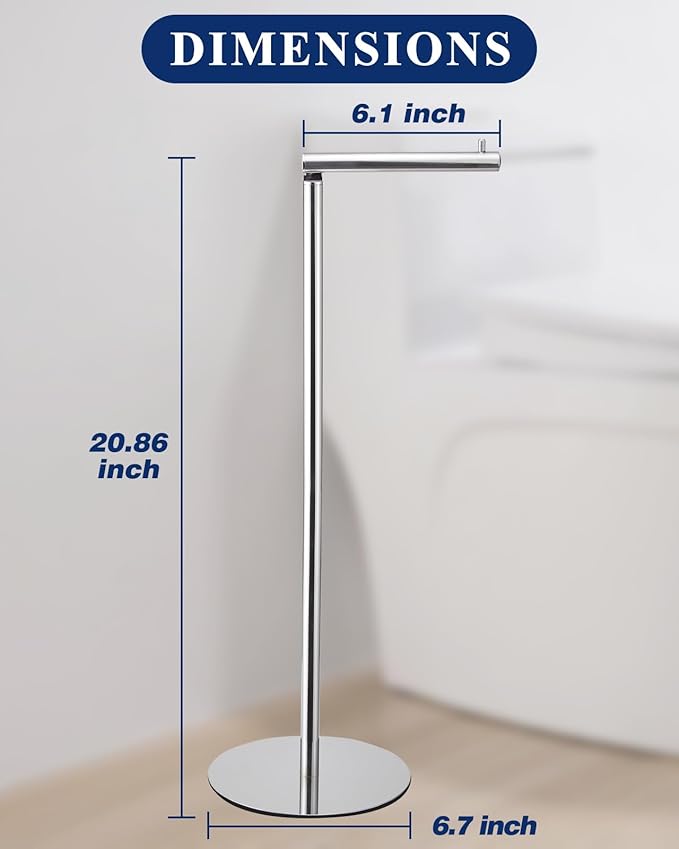 Toilet Paper Holder Stand, Free Standing Toilet Paper Roll Holder with Reserve, Modern Bathroom Toilet Paper Stand for 4 Rolls, Chrome, Housen Solutions