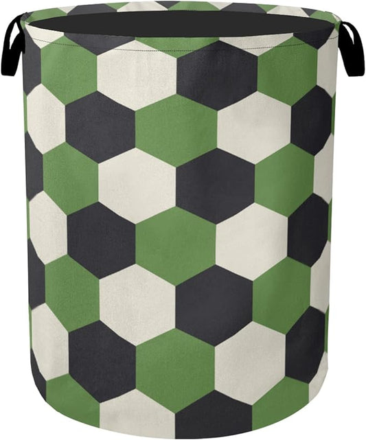 Soccer Large Clothes Hamper Bag - Laundry Basket with Handles, Space Saving Foldable Design for Nursery