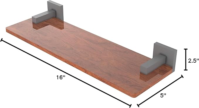 Allied Brass MT-1-16-IRW Montero Collection 16 Inch Solid IPE Ironwood Wood Shelf, Matte Gray