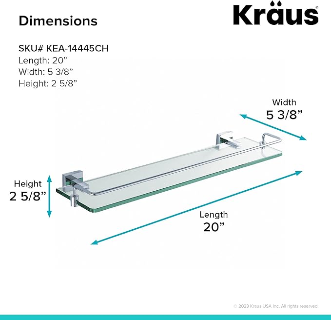 Kraus Bathroom Accessories - Shelf with Railing in Chrome