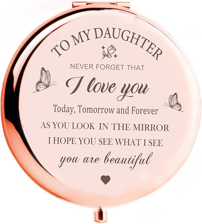 Daughter Compact Mirror Gift from Mom, Birthday Gifts for Daughters from Mothers， Daughter Graduation, Christmas, Wedding Gift