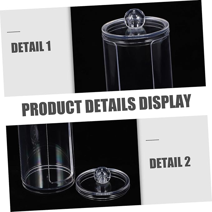 Cylindrical Plastic Hair Ring Organizer Lid 1-piece Makeup Storage Box for Hair Ties and Cotton Pads for Vanity and Bathroom Use