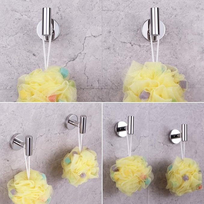 GERZWY Modern 3-Piece Bathroom Hardware Set Toilet Paper Holder and 2X Towel Hook Wall Mounted Polished SUS 304 Stainless Steel AG1401B-JG