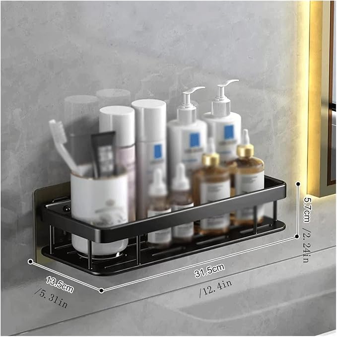 Bathroom Shelf Storage Rack Toilet Simple Plastic Storage Rack Toilet Washstand Wall Mounted Storage Rack Non Perforated Storage Rack Bathroom Organizer(Black,1)