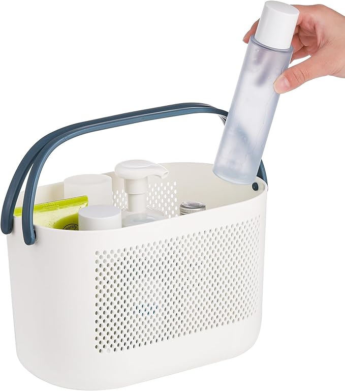 AVLA 4 Pack Portable Shower Caddy Basket, Plastic Storage Baskets with Handles, Drainage Toiletry Organizer Bin, Dorm Shower Tote Bag for Bathroom, Kitchen, Closet, Bedroom, College, Gym, Camp