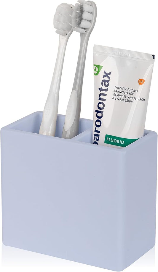 Diatomite Toothbrush Holder 2 Slots Tooth Brush Holder for Bathroom, Kids Electric Toothbrush and Toothpaste Organizer for Countertop, Shower, Vanity, Blue