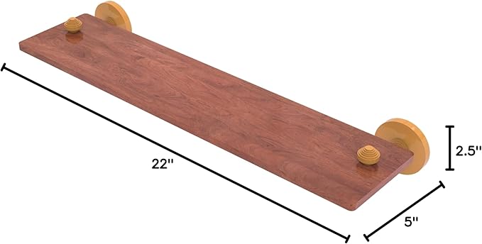 Allied Brass SB-1-22-IRW-GLY South Beach Collection 22 Inch Solid IPE Ironwood Shelf, Golden Yellow