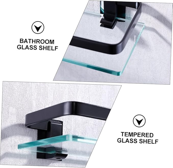 1pc Single Tempered Glass Bathroom Shelf Wall Mounted Storage Rack for Organizing Toiletries Cosmetics Stylish Design Easy to Install Compact