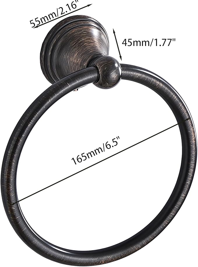 Towel Ring for Bathroom, Oil Rubbed Bronze Hand Towel Holder 2 Pack, Bathroom Accessories and Towel Racks for Bathroom Wall