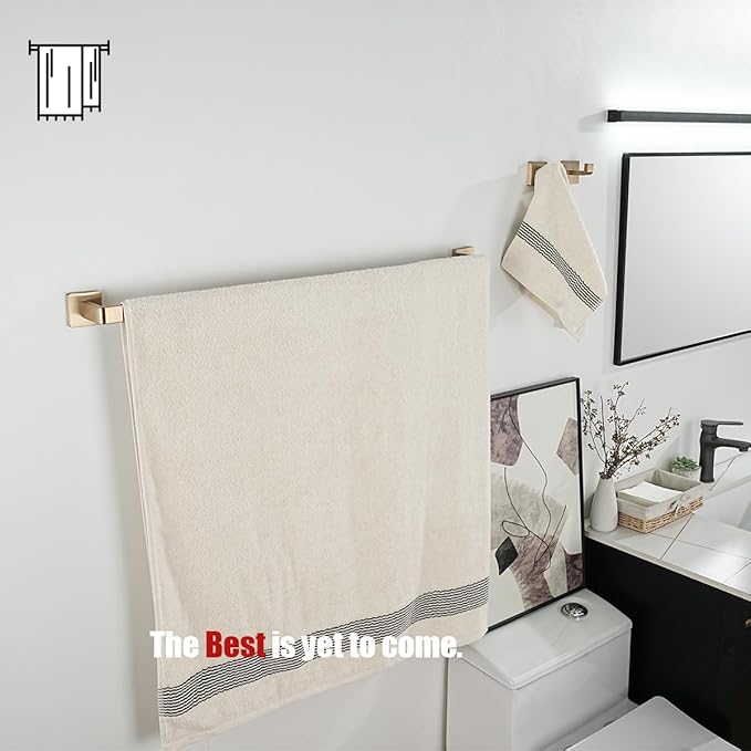 JQK Champagne Bronze Bath Towel Bar, 30 Inch 304 Stainless Steel Thicken 0.8mm Towel Rack Bathroom, Towel Holder Wall Mount, Total Length 32.36 Inch, TB250L30-CB