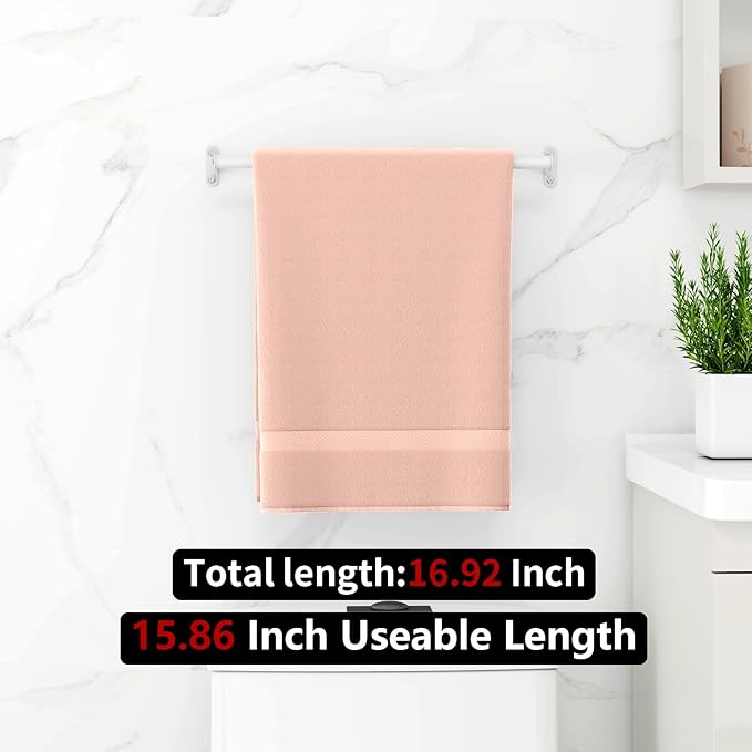 MKO Towel Bar for Bathroom, 16IN Hand Towel Holder with Metal Black, Towel Rack Hanger Sturdy Wall Mounted for Kitchen