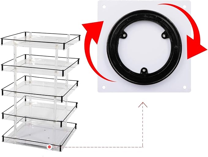 J JACKCUBE DESIGN Nail Polish Organizer, 5 Tier Acrylic 360 Rotating Display Rack Stand Makeup Cosmetics Storage Box Carousel Shelf with Black Iron Guard, Hold Up to 310 – MK302-5