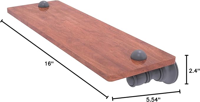Allied Brass CL-1-16-IRW Carolina Collection 16 Inch Wood Shelf, Matte Gray