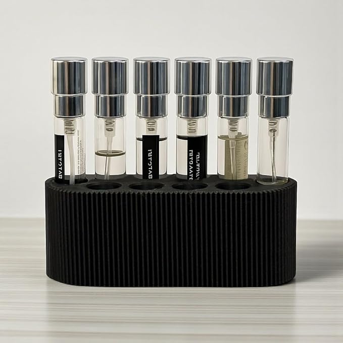 Perfume Sample Organizer for Bathroom or Vanity ?€? Ideal Makeup and Skincare Storage, Desk and Bathroom Counter Organizer, Gift for Her ((BLACK) Fits 8mL Atomizers (Travel Size))